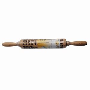 Christmas Embossed Wooden Rolling Pin Reindeer Snowflake Holiday Cookie Dough